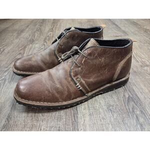 Crevo Longport Brown Leather Chukka Boots Shoes Size 8.5 Memory Foam